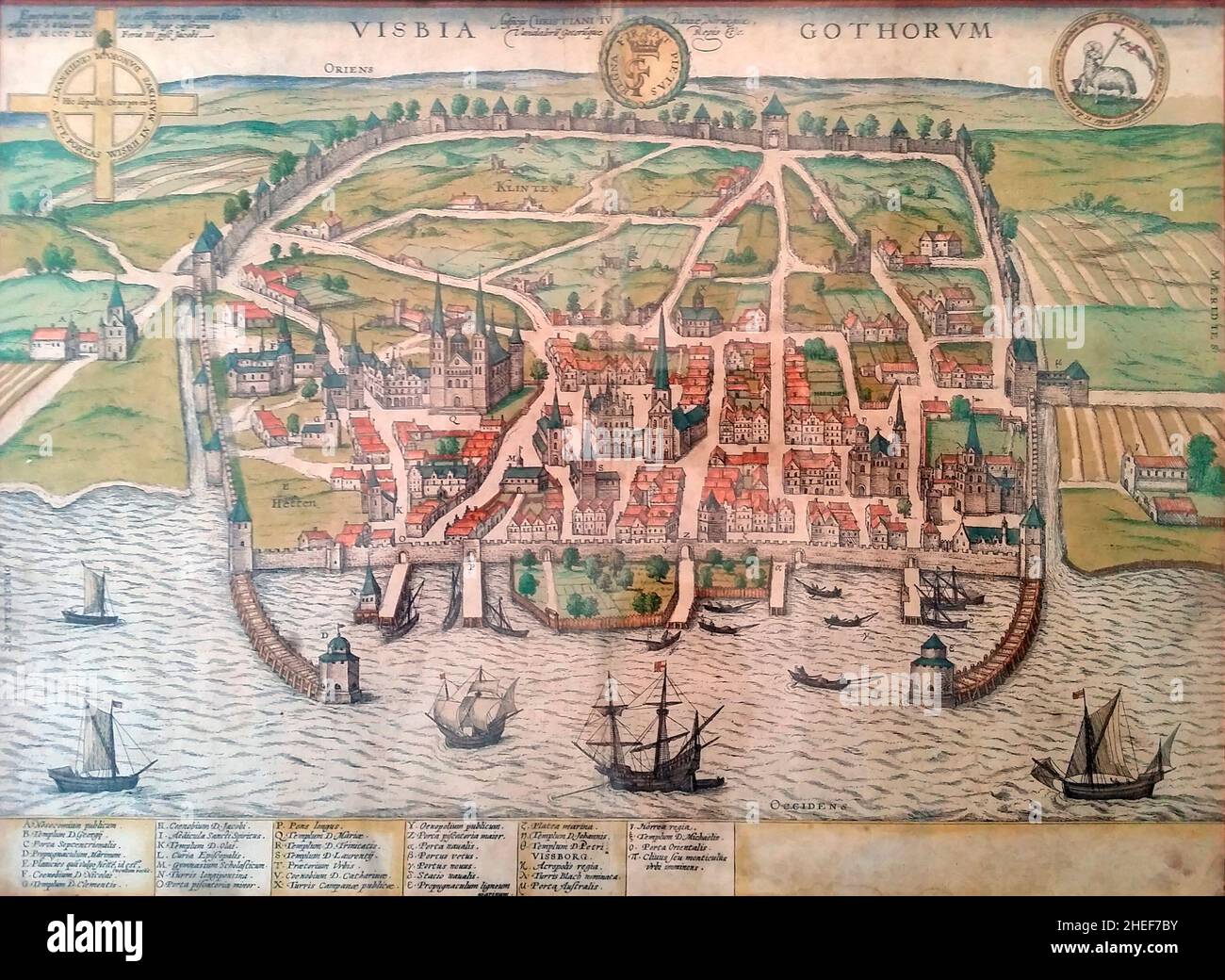 Visby as seen on an engraving from circa 1580 Stock Photo