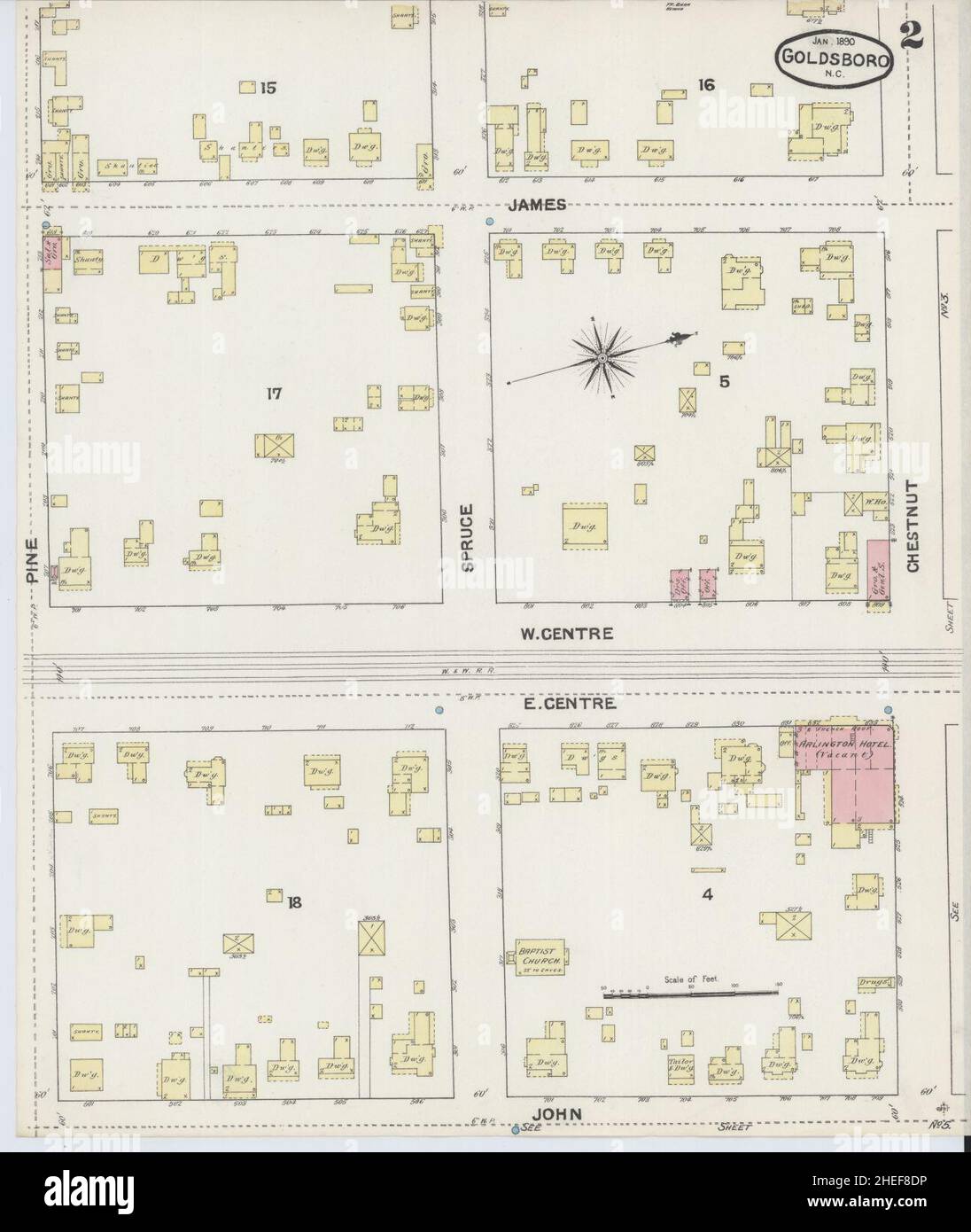 Sanborn Fire Insurance Map from Goldsboro, Wayne County, North Carolina