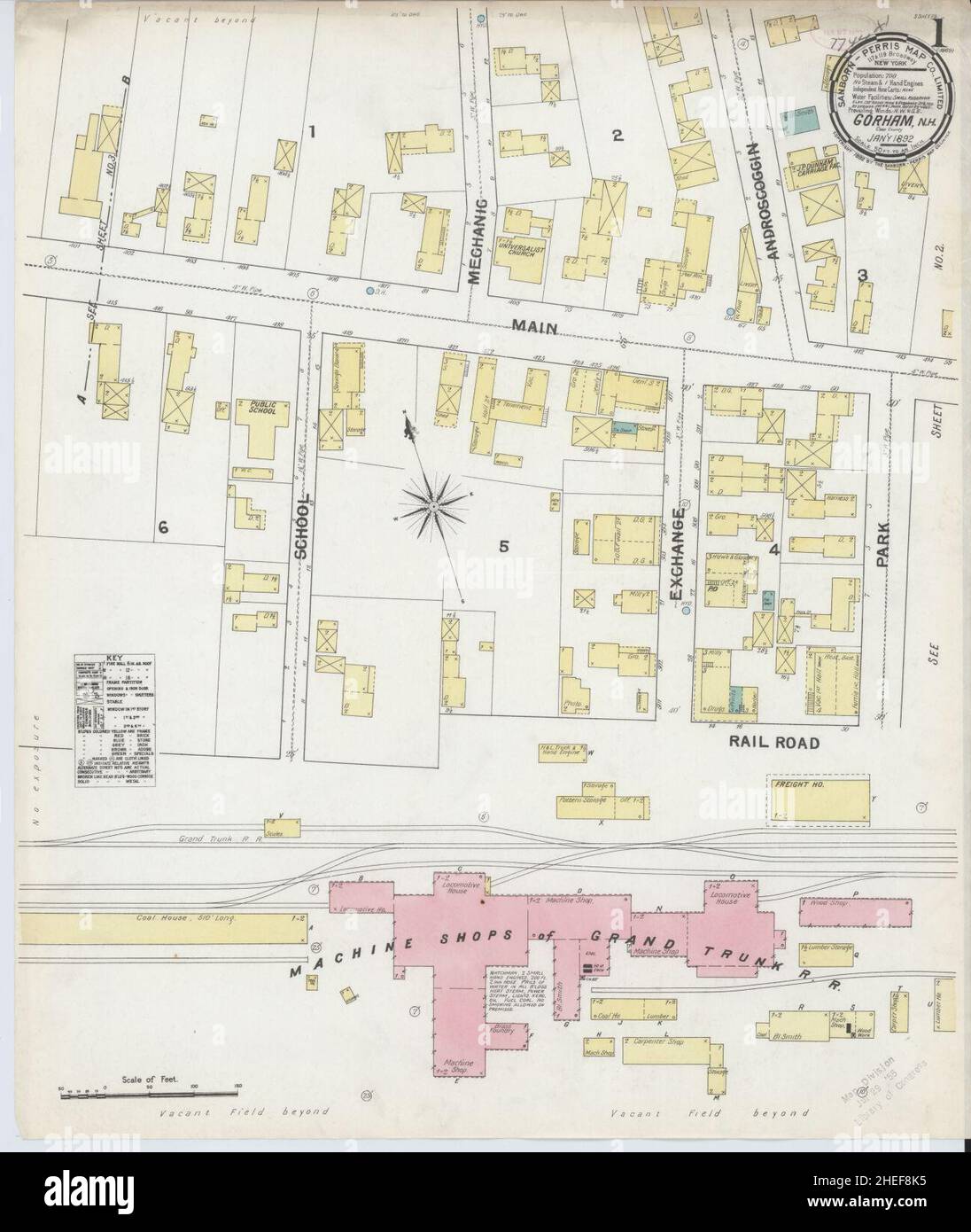 Sanborn Fire Insurance Map from Gorham, Coos County, New Hampshire. Stock Photo