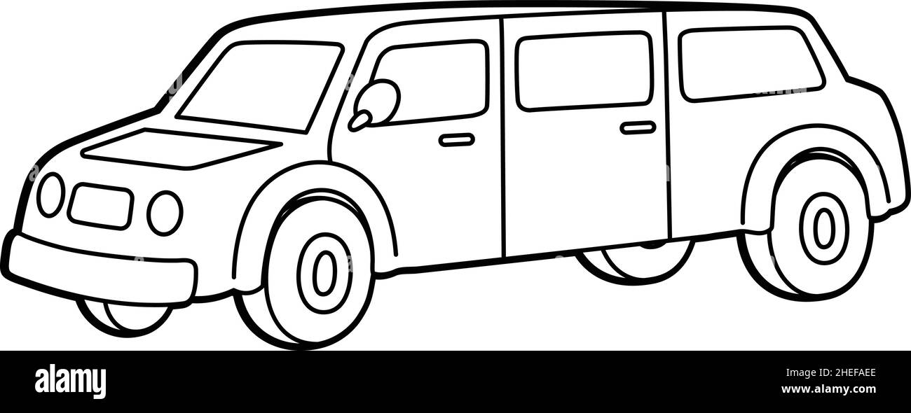 Limo Coloring Page Isolated for Kids Stock Vector