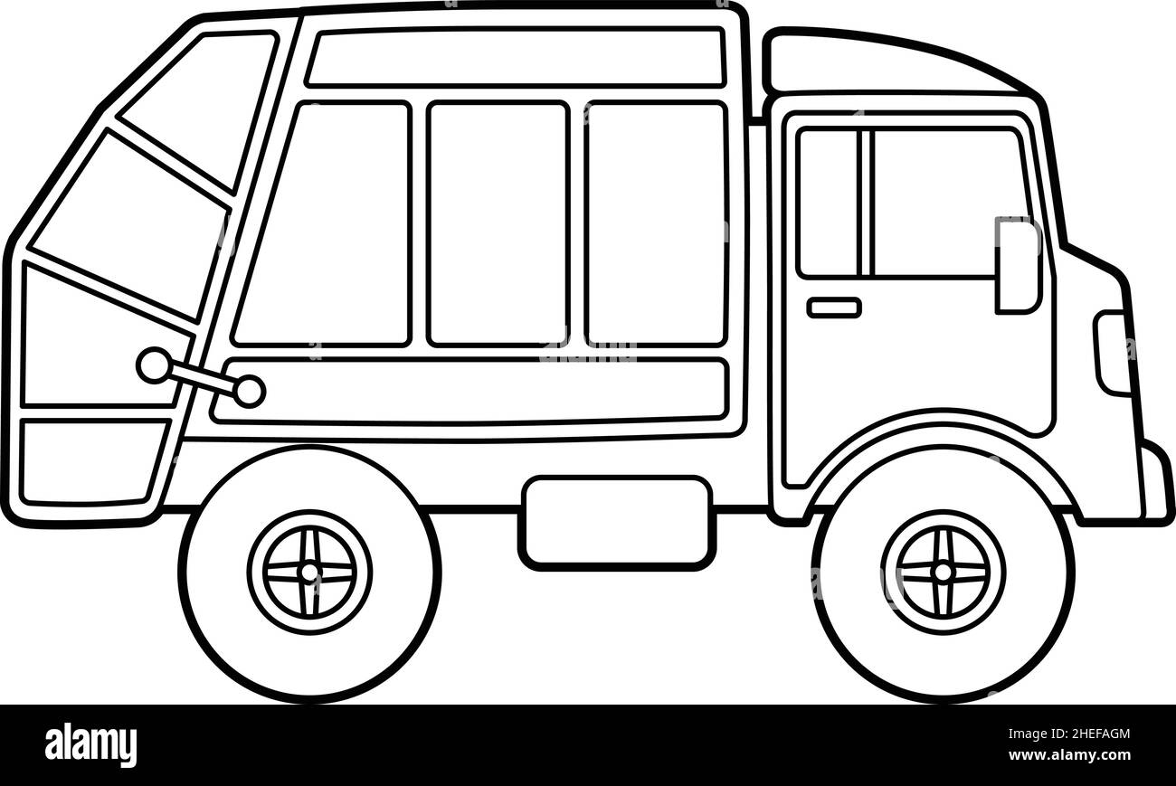 Garbage Truck Coloring Page Isolated for Kids Stock Vector Image & Art ...