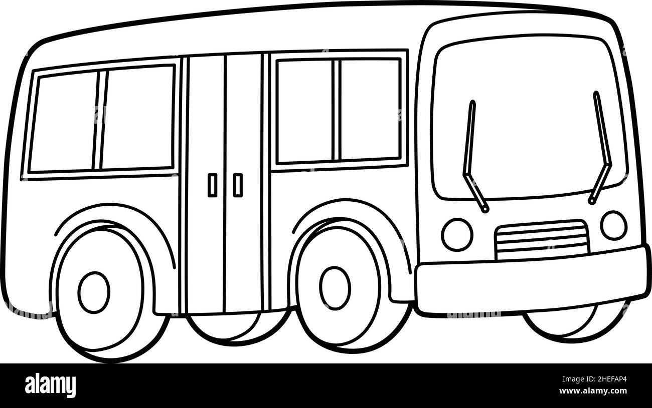 Bus Coloring Page Isolated for Kids Stock Vector