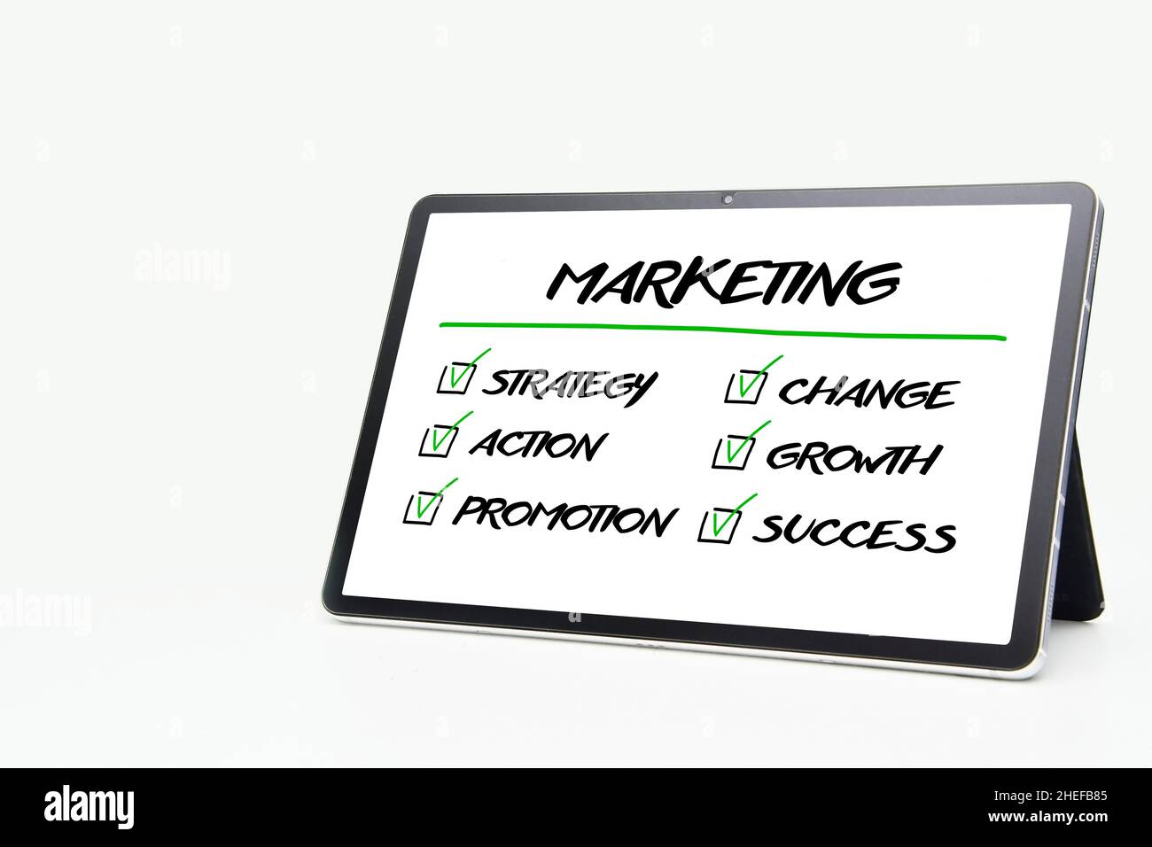 Marketin Plan Strategy Concept to tablet , isolated Stock Photo