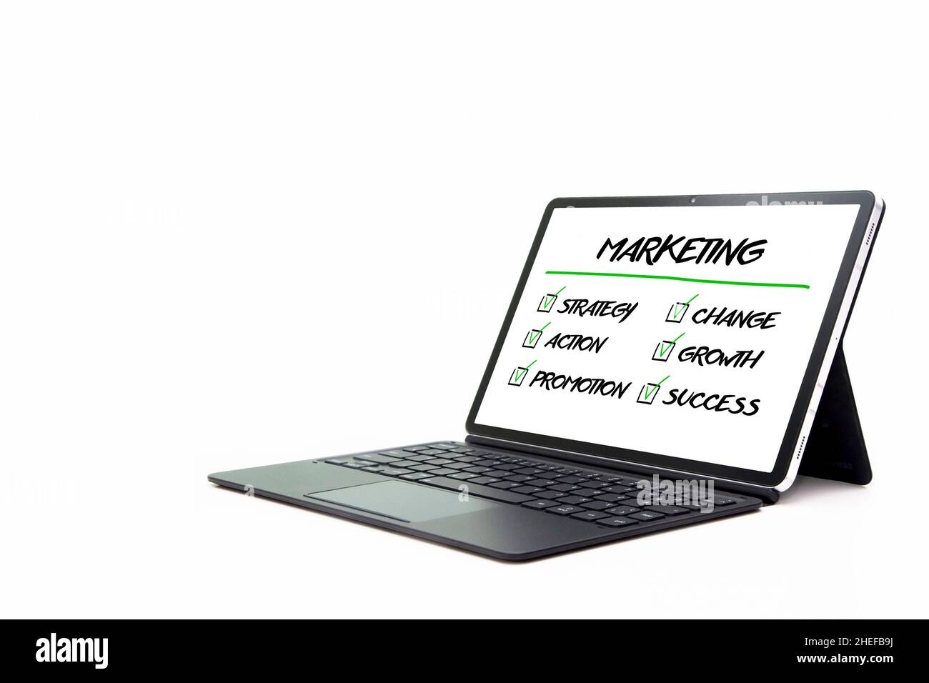Marketin Plan Strategy Concept to tablet , isolated Stock Photo