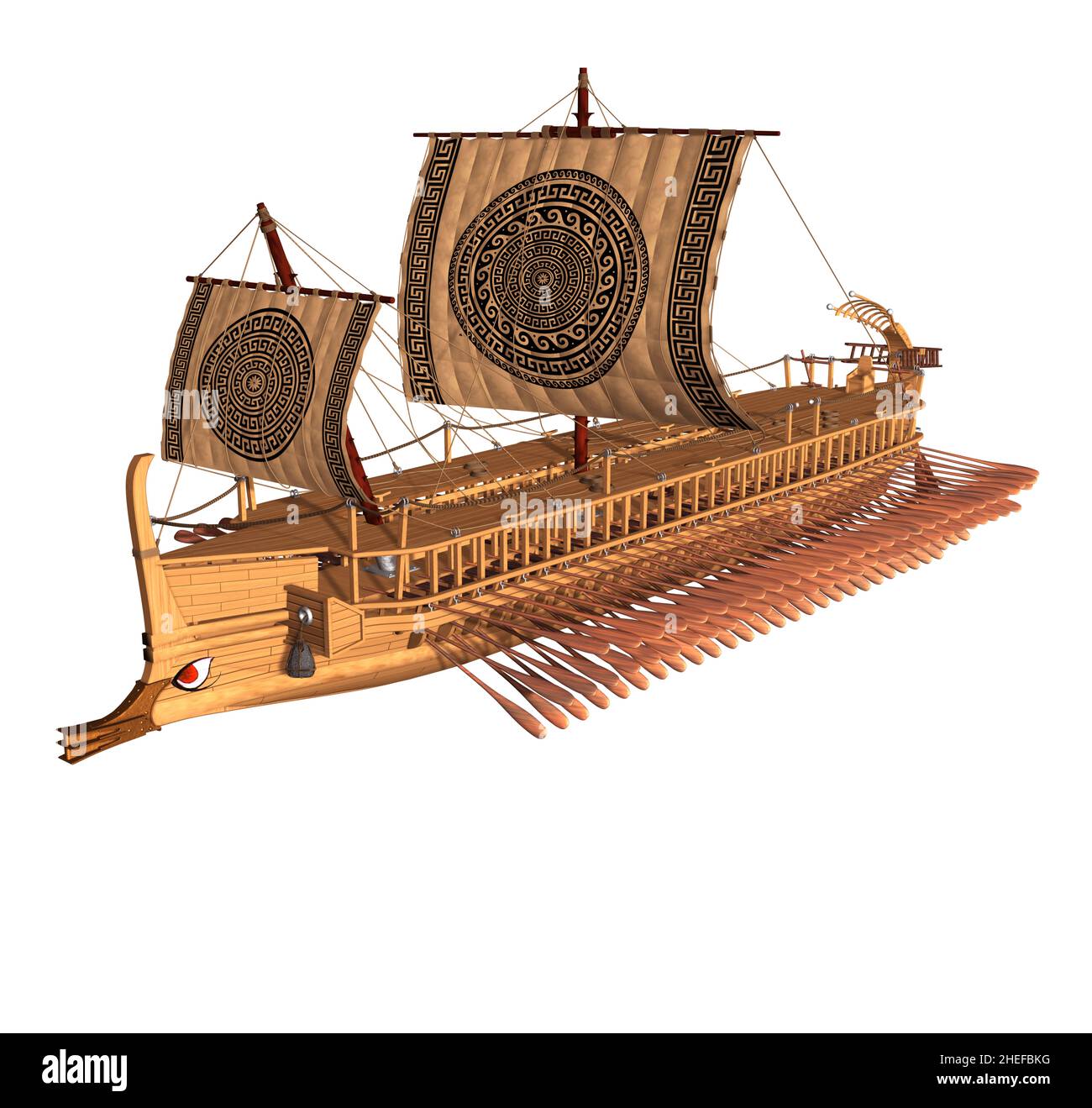 3D Rendering Illustration of an Ancient Trireme of the classic Greece. Stock Photo