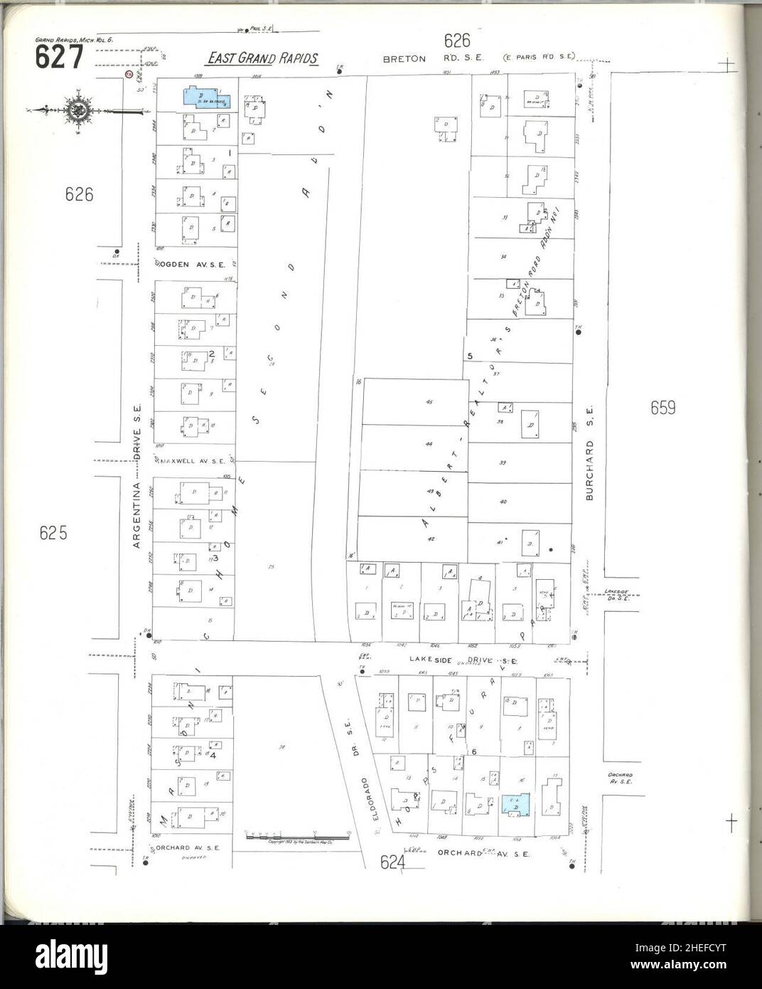 Sanborn Fire Insurance Map from Grand Rapids, Kent County, Michigan. Stock Photo