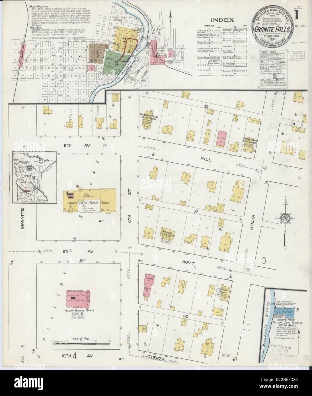 Sanborn Fire Insurance Map from Granite Falls, Yellow Medicine And