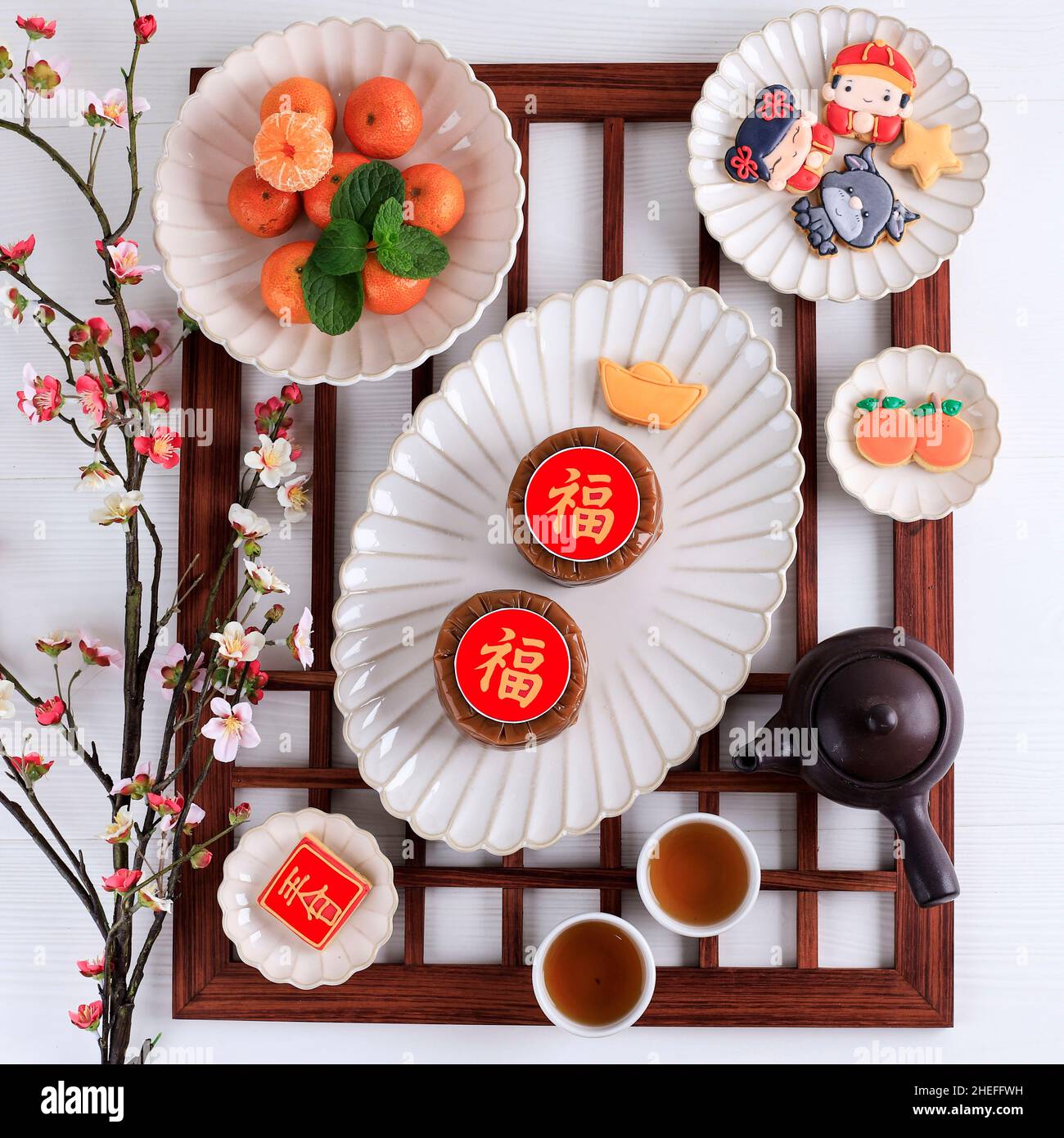 Top View Chinese New Year Cake (Chinese character "Fu" means Fortune