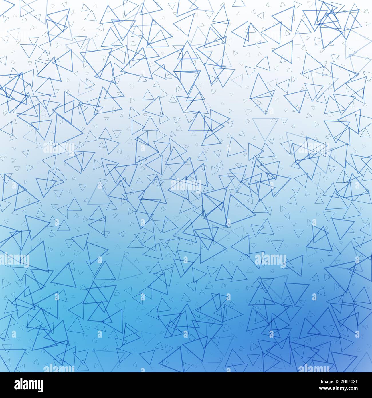 Randomly placed blue triangles on a white and blue background. Abstract ...