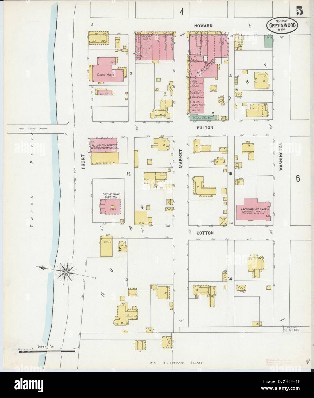 Sanborn Fire Insurance Map from Greenwood, Leflore County, Mississippi. Stock Photo