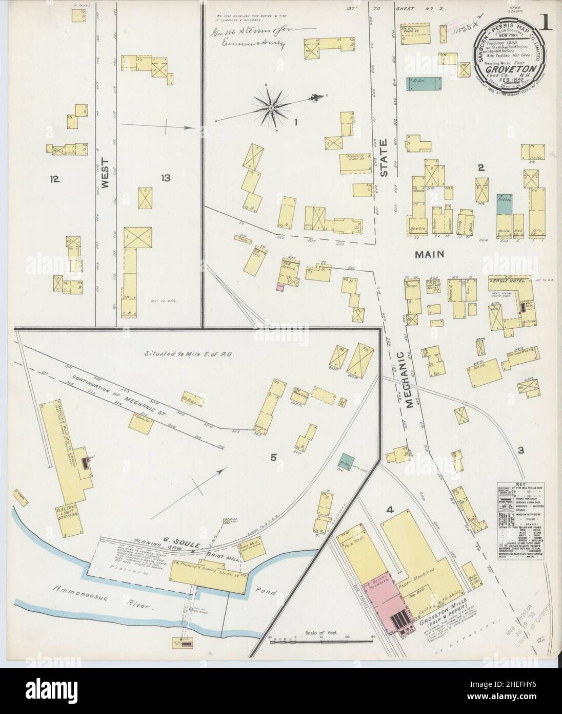 Sanborn Fire Insurance Map from Groveton, Coos County, New Hampshire. Stock Photo