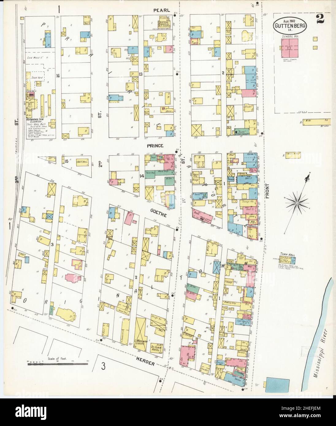 Sanborn Fire Insurance Map from Guttenberg, Clayton County, Iowa Stock
