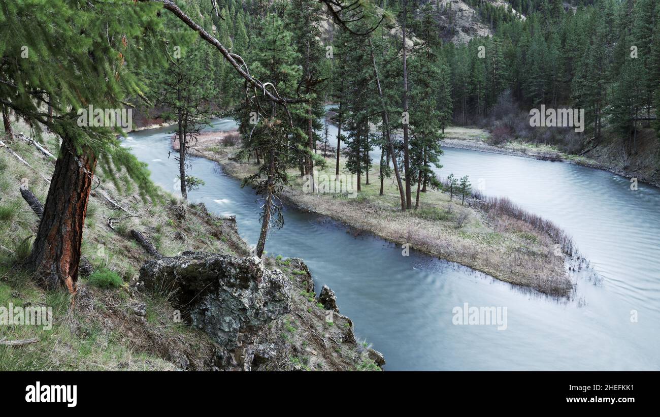 Grande Ronde River flowing through canyon near Troy, Wallowa Mountains