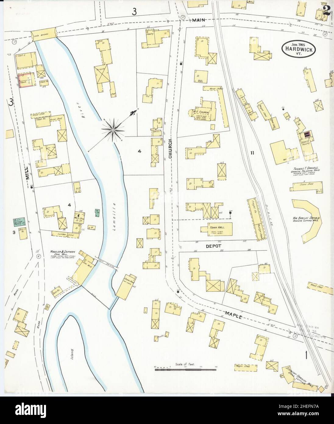 Sanborn Fire Insurance Map from Hardwick, Caledonia County, Vermont. Stock Photo