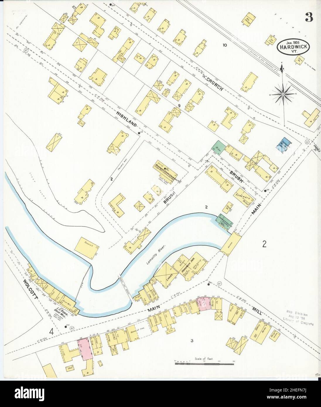 Sanborn Fire Insurance Map from Hardwick, Caledonia County, Vermont. Stock Photo