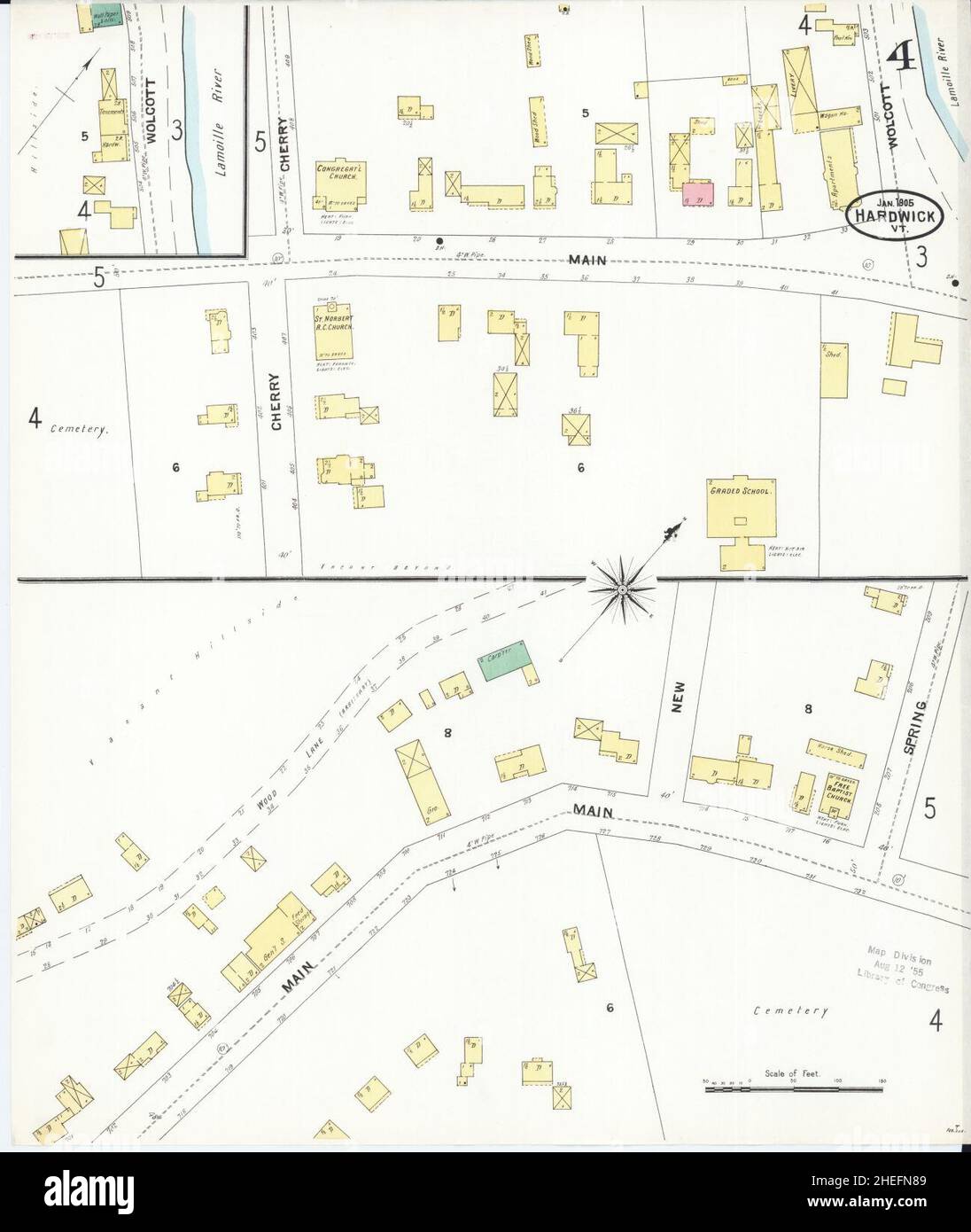 Sanborn Fire Insurance Map from Hardwick, Caledonia County, Vermont. Stock Photo