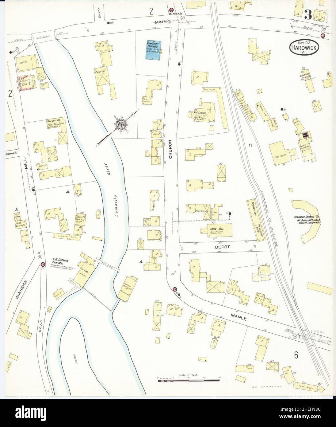 Sanborn Fire Insurance Map from Hardwick, Caledonia County, Vermont. Stock Photo