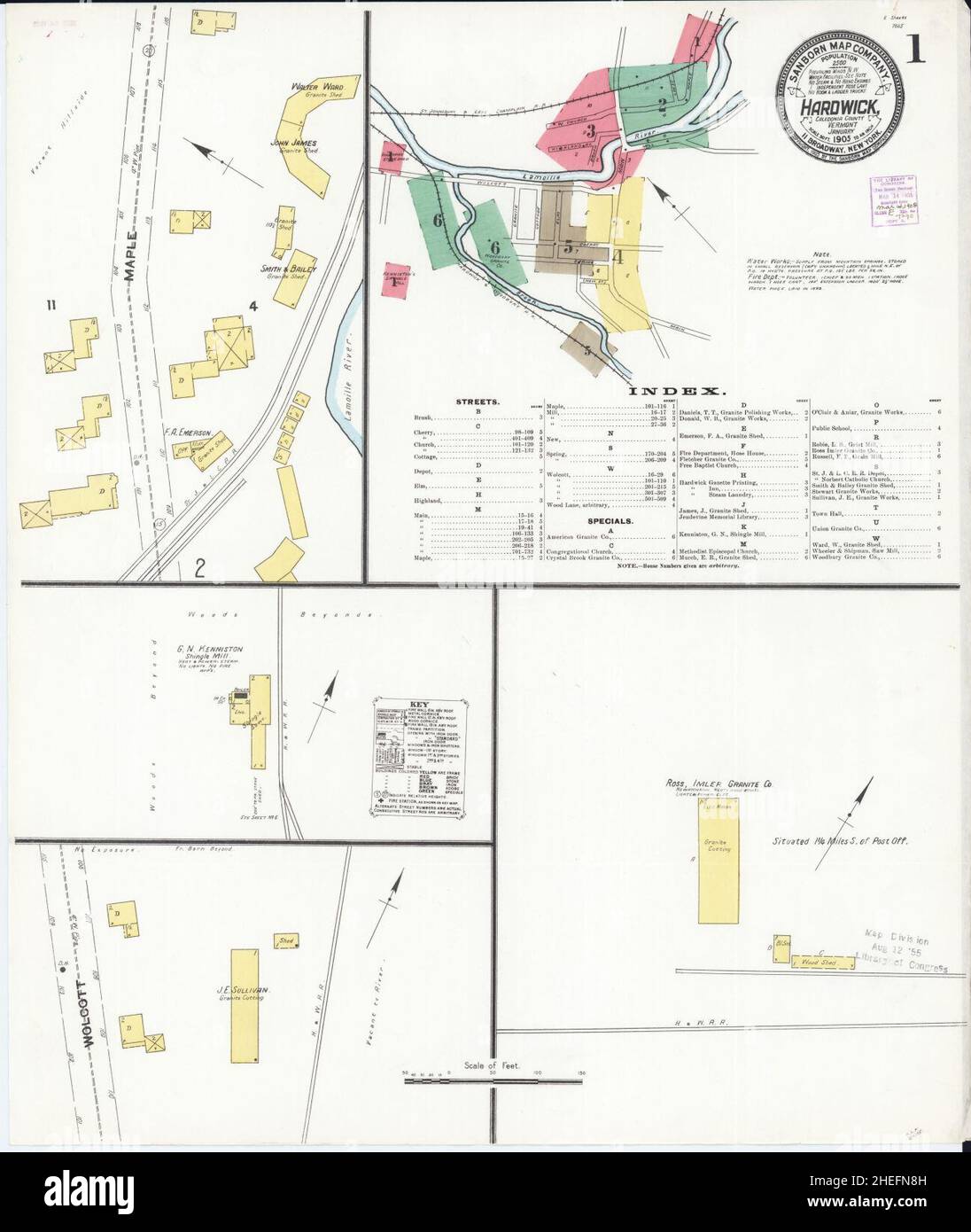 Sanborn Fire Insurance Map from Hardwick, Caledonia County, Vermont. Stock Photo