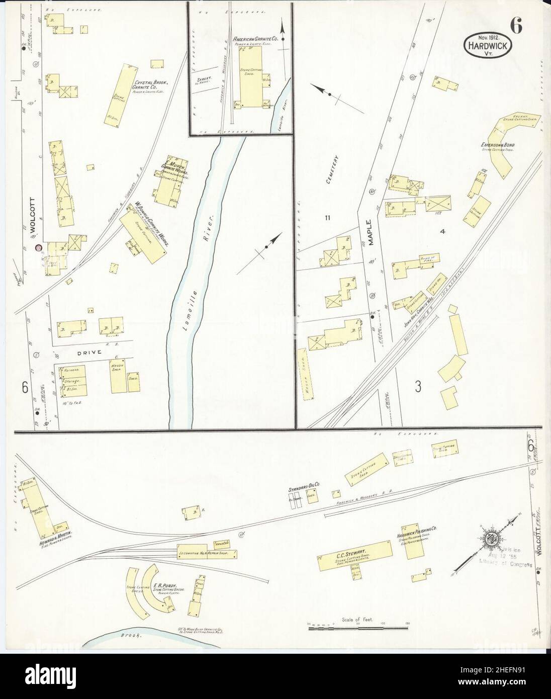 Sanborn Fire Insurance Map from Hardwick, Caledonia County, Vermont. Stock Photo