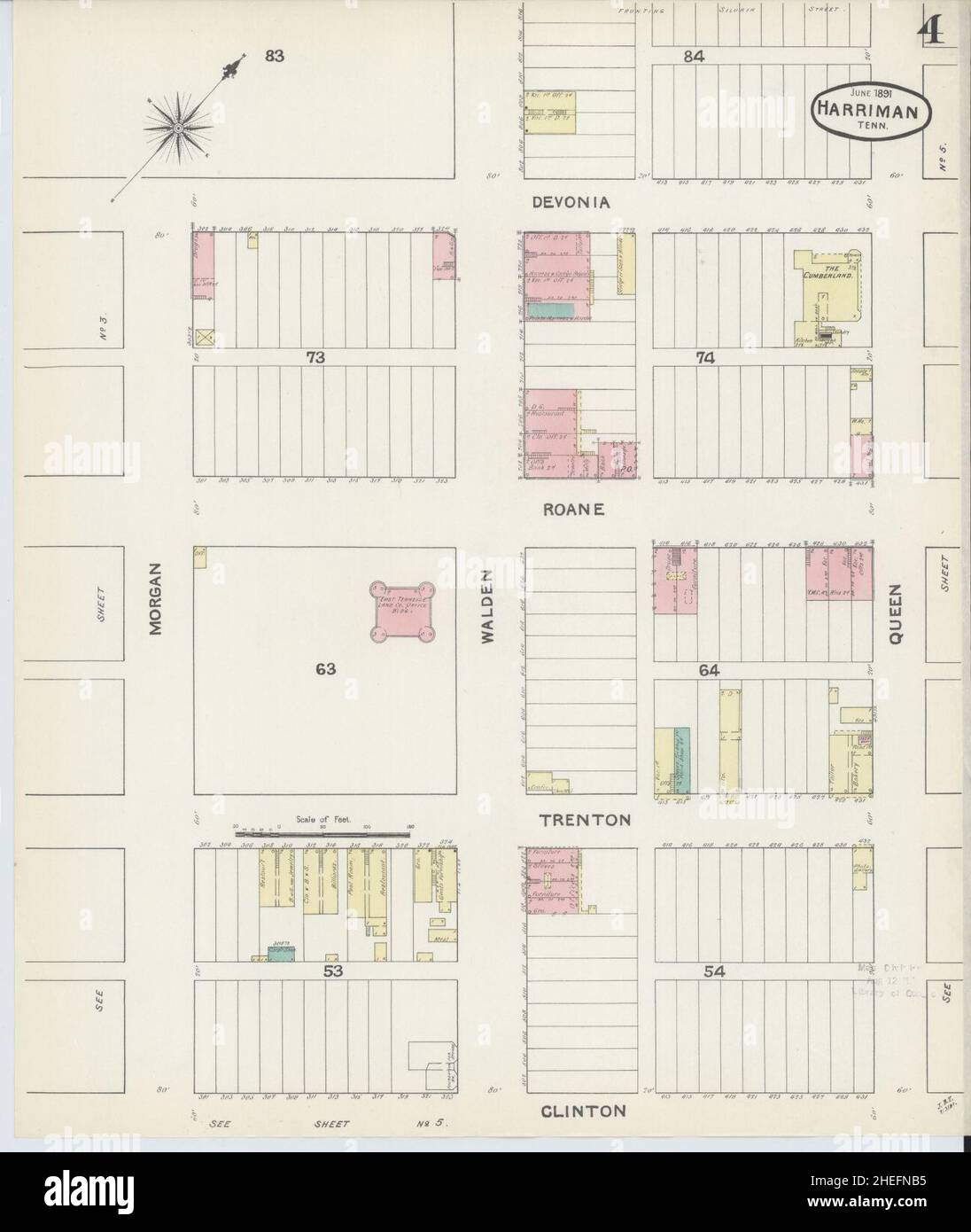 Sanborn Fire Insurance Map from Harriman, Roane County, Tennessee. Stock Photo