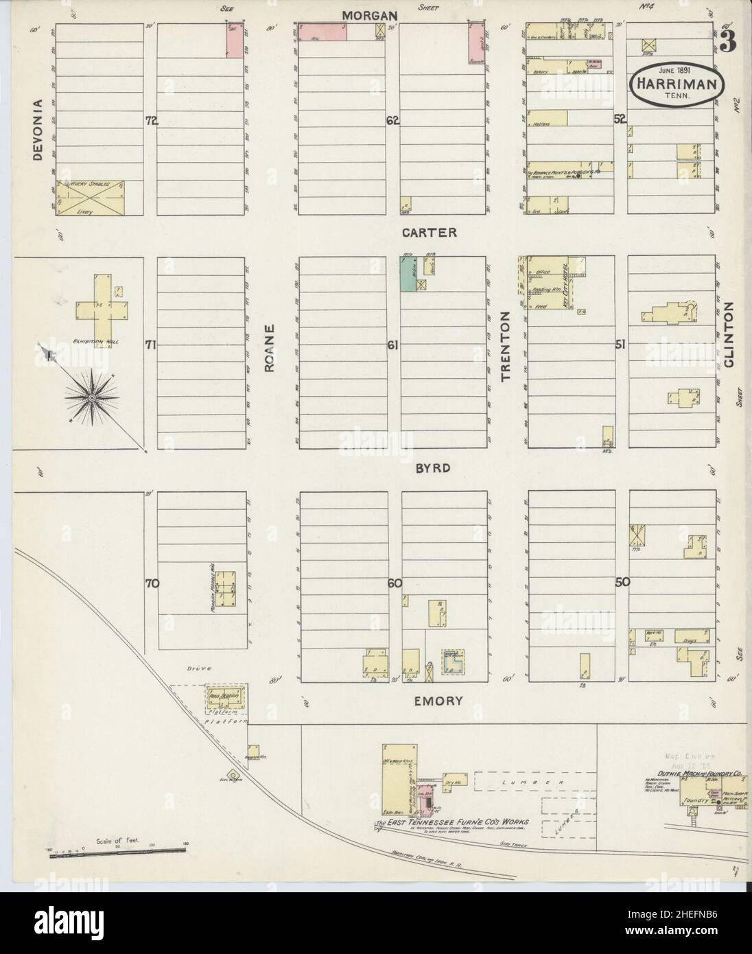 Sanborn Fire Insurance Map from Harriman, Roane County, Tennessee. Stock Photo