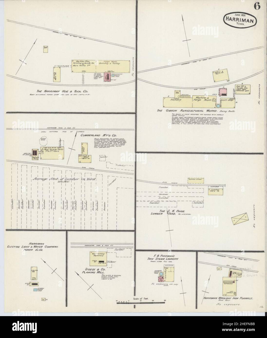 Sanborn Fire Insurance Map from Harriman, Roane County, Tennessee. Stock Photo