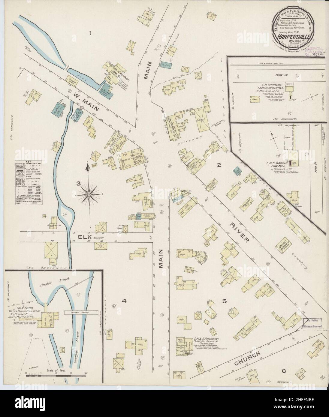 Sanborn Fire Insurance Map from Harpursville, Broome County, New York. Stock Photo