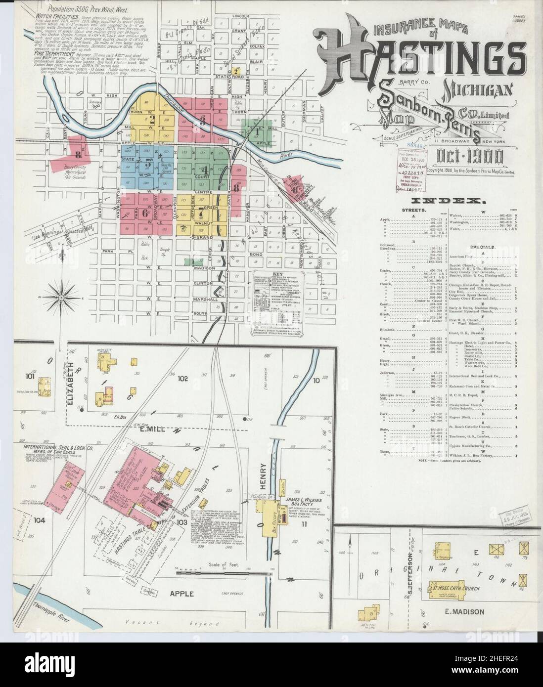 Barry County Michigan Map Sanborn Fire Insurance Map From Hastings, Barry County, Michigan Stock  Photo - Alamy