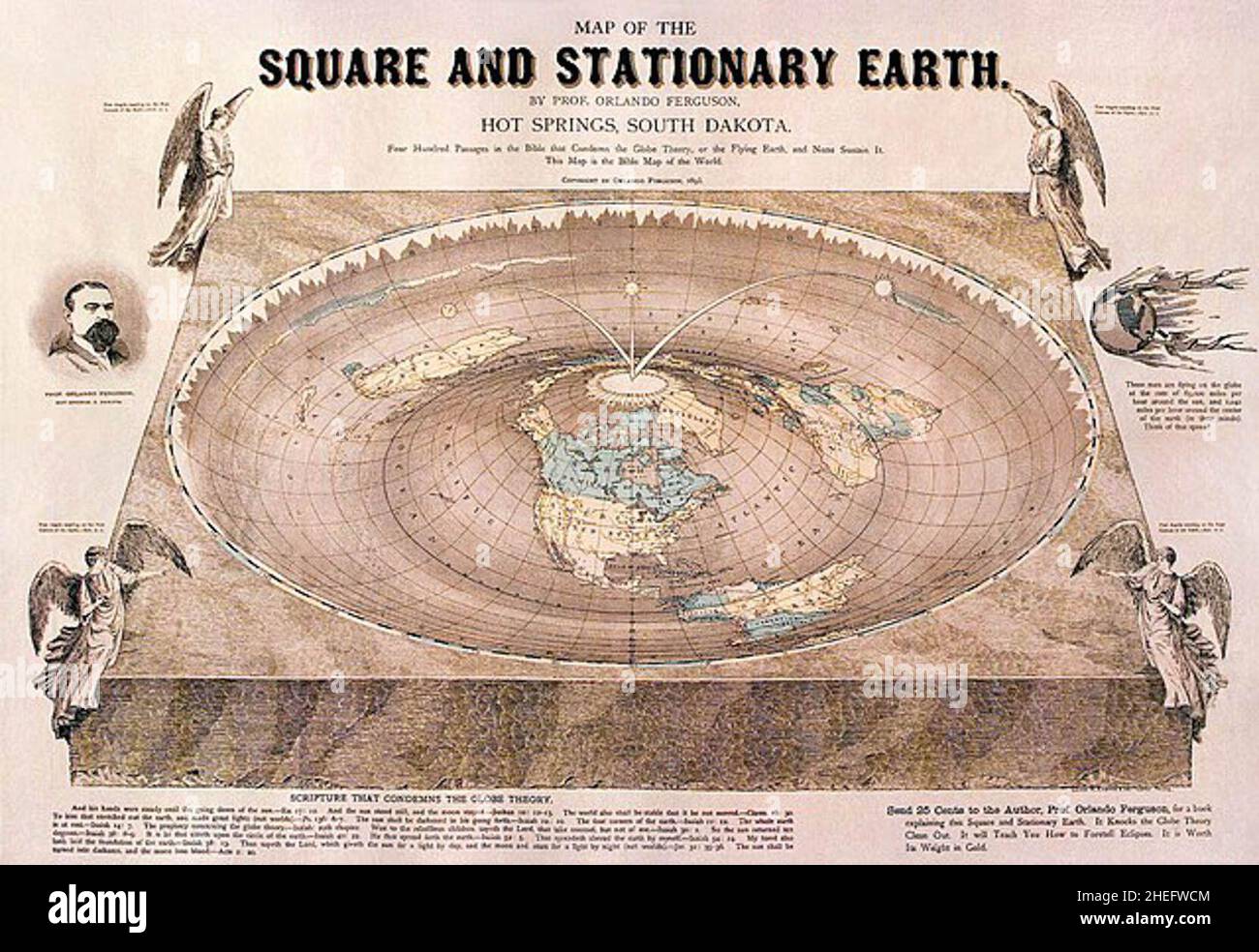 Orlando Ferguson flat earth map Stock Photo