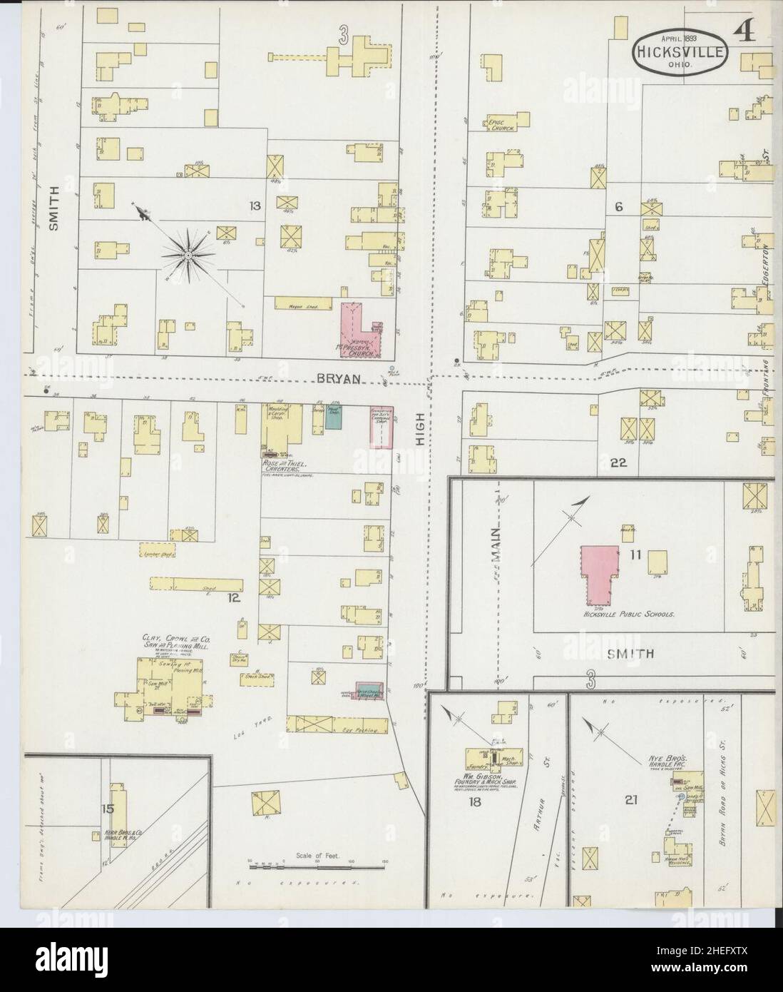 Sanborn Fire Insurance Map from Hicksville, Defiance County, Ohio Stock