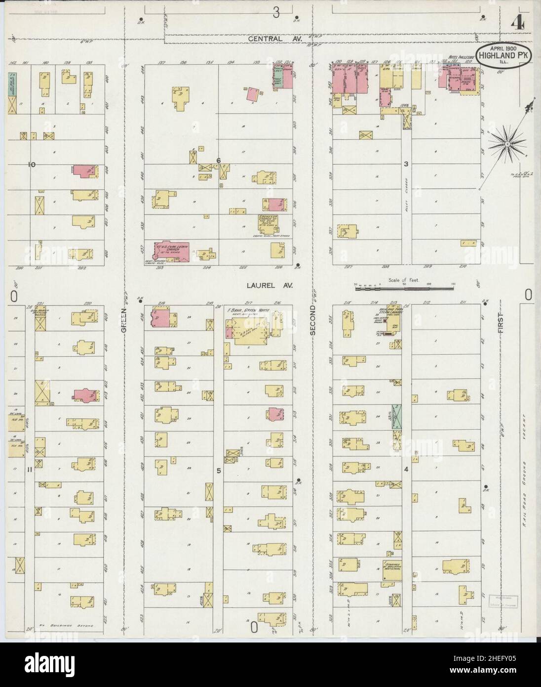 Sanborn Fire Insurance Map from Highland Park, Lake County, Illinois. Stock Photo