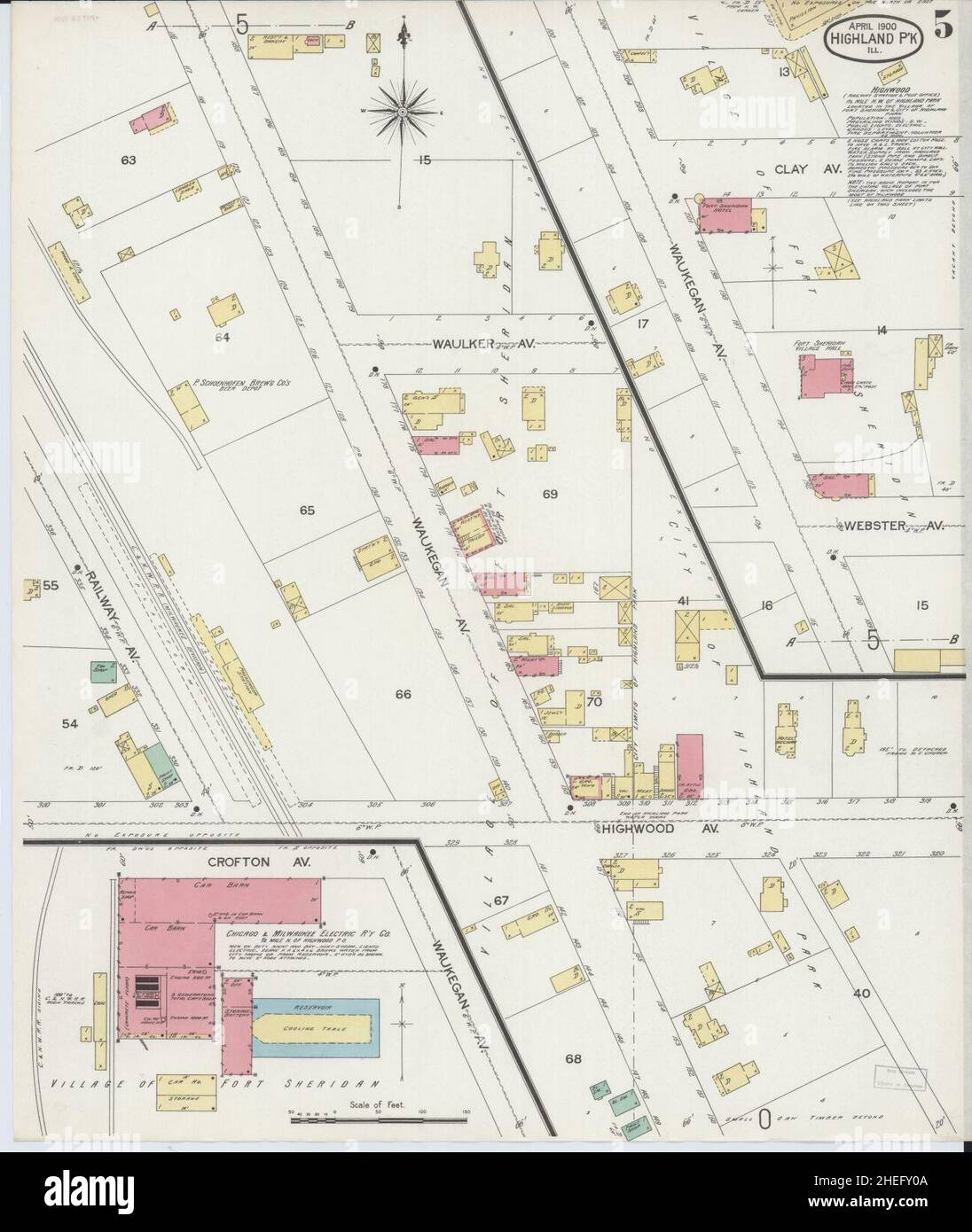 Sanborn Fire Insurance Map from Highland Park, Lake County, Illinois. Stock Photo