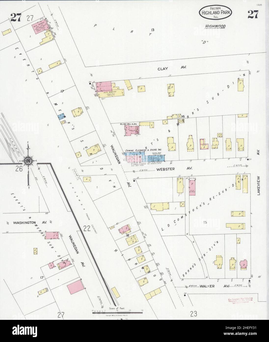 Sanborn Fire Insurance Map from Highland Park, Lake County, Illinois. Stock Photo