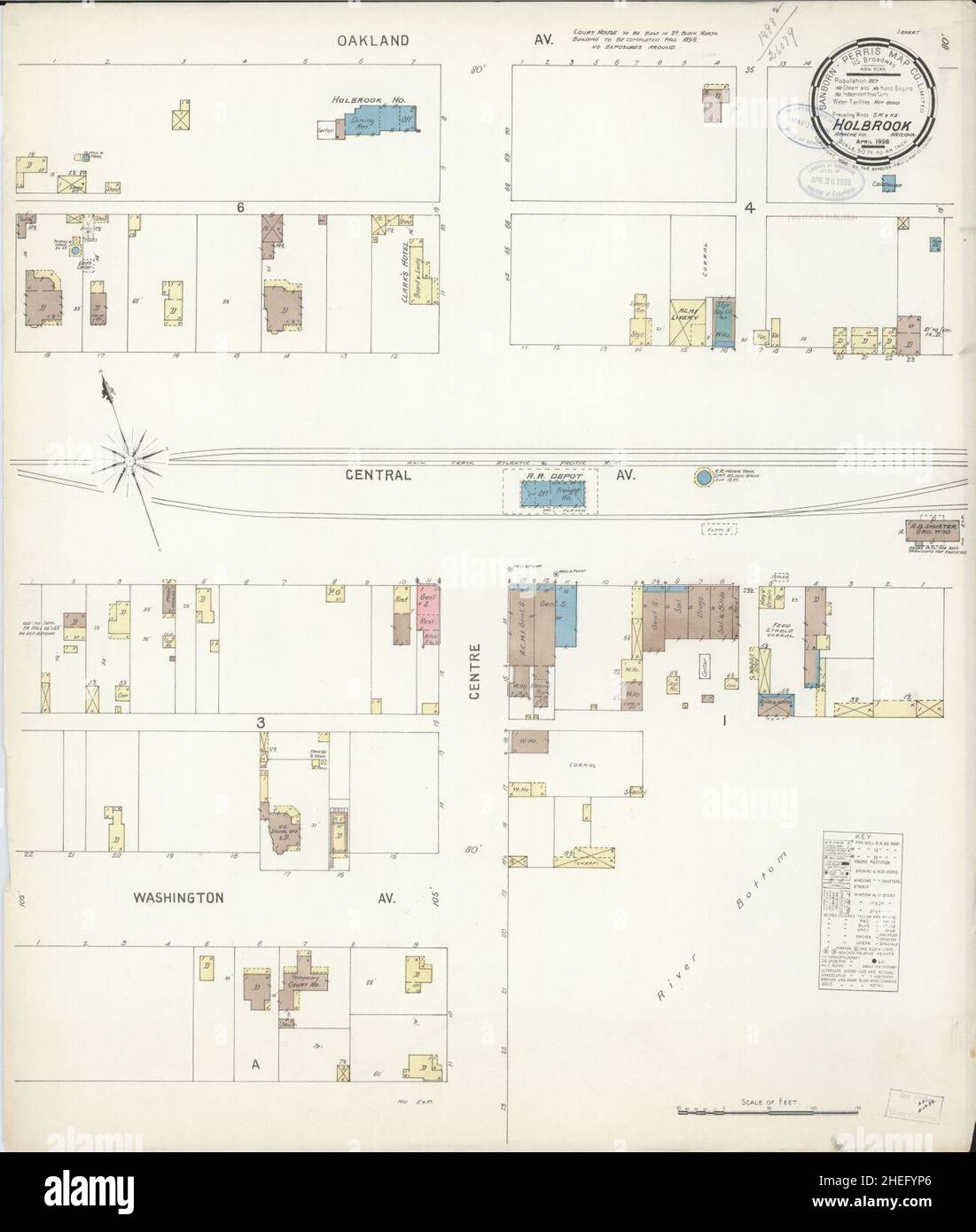 Sanborn Fire Insurance Map from Holbrook, Navajo County, Arizona. Stock Photo