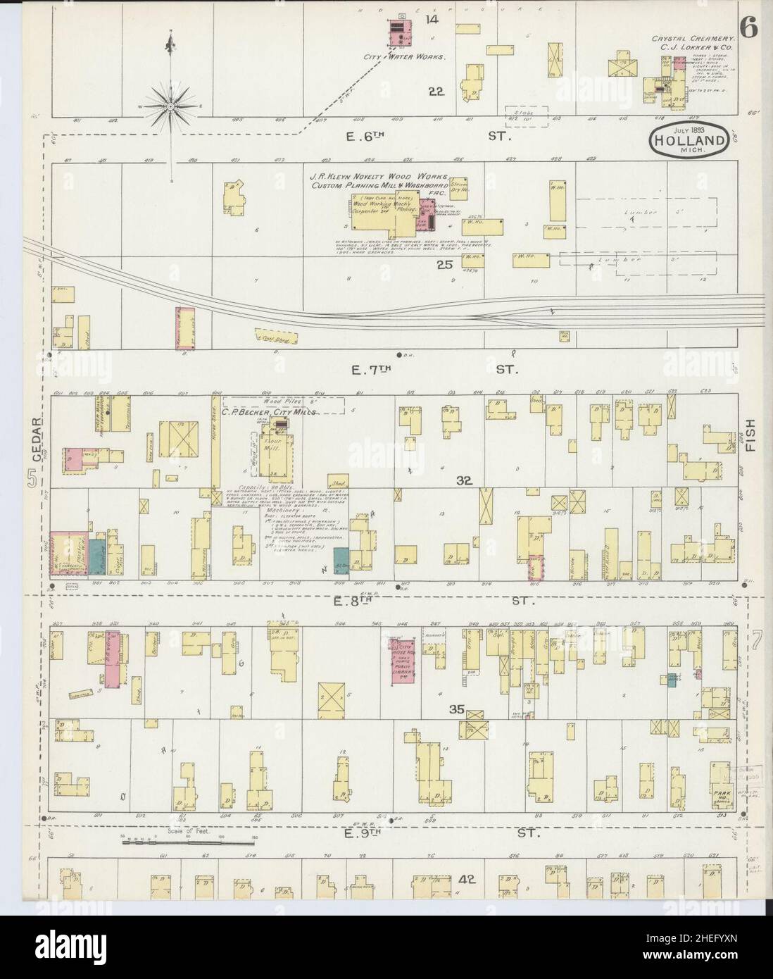 Sanborn Fire Insurance Map from Holland, Ottawa County, Michigan. Stock Photo