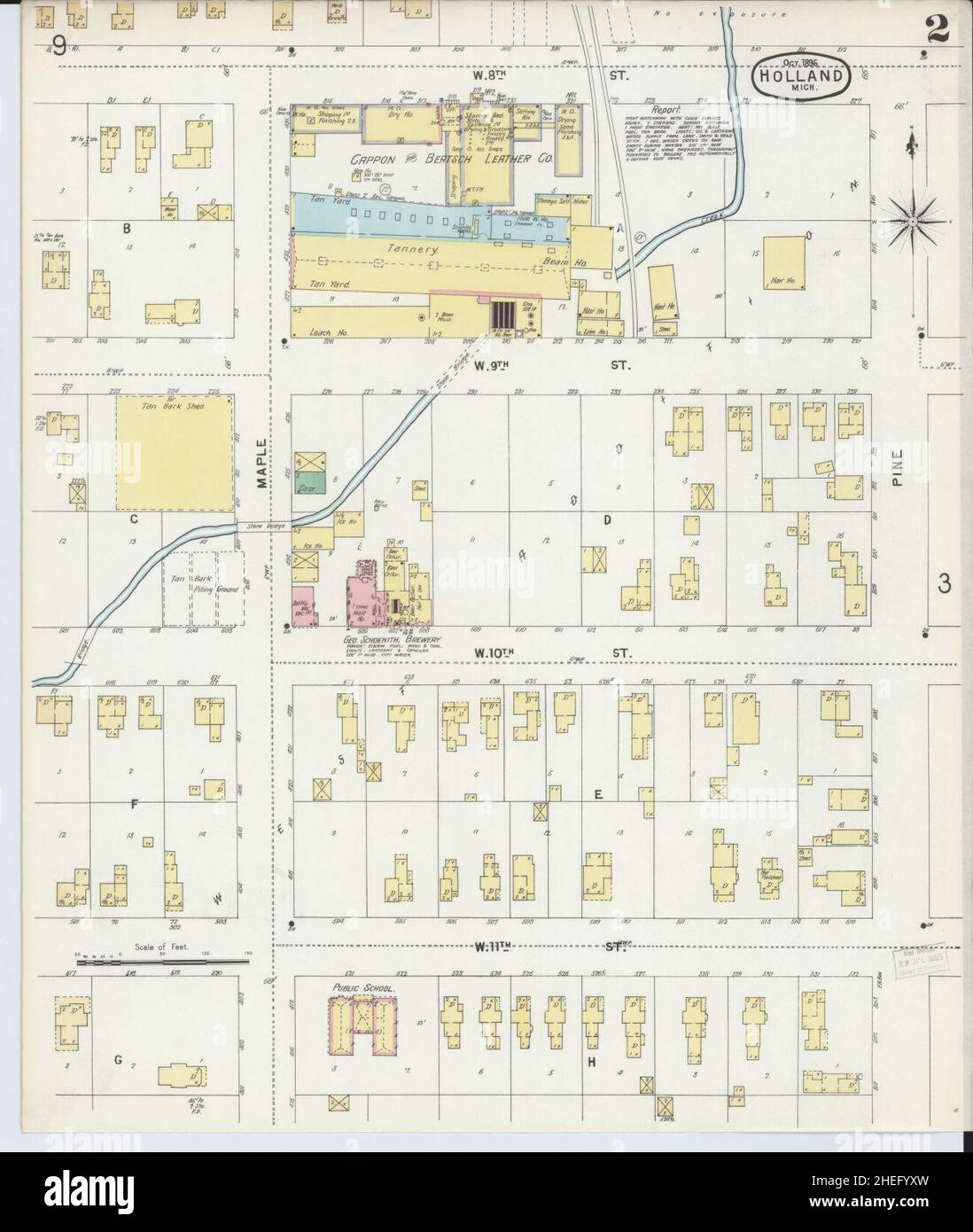 Sanborn Fire Insurance Map from Holland, Ottawa County, Michigan. Stock Photo