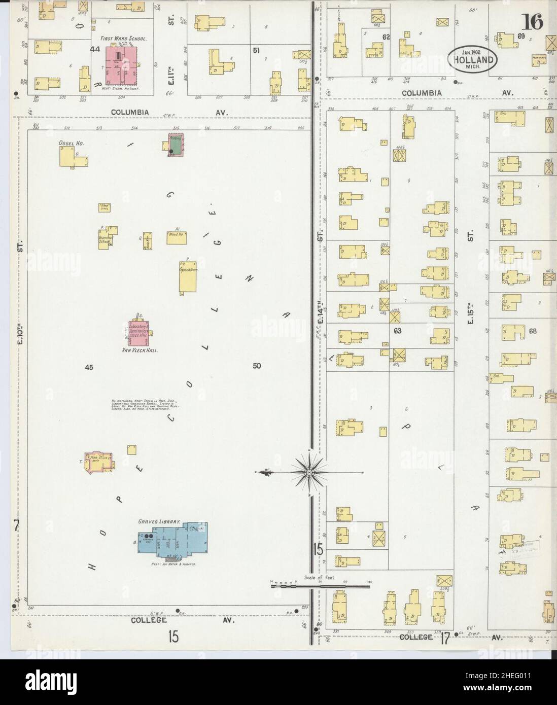 Sanborn Fire Insurance Map from Holland, Ottawa County, Michigan. Stock Photo