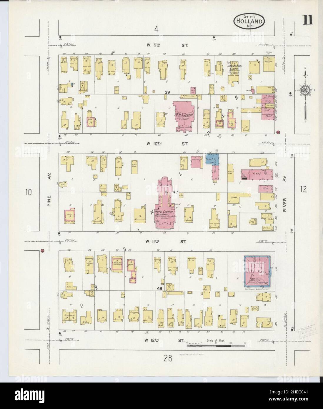 Sanborn Fire Insurance Map from Holland, Ottawa County, Michigan. Stock Photo