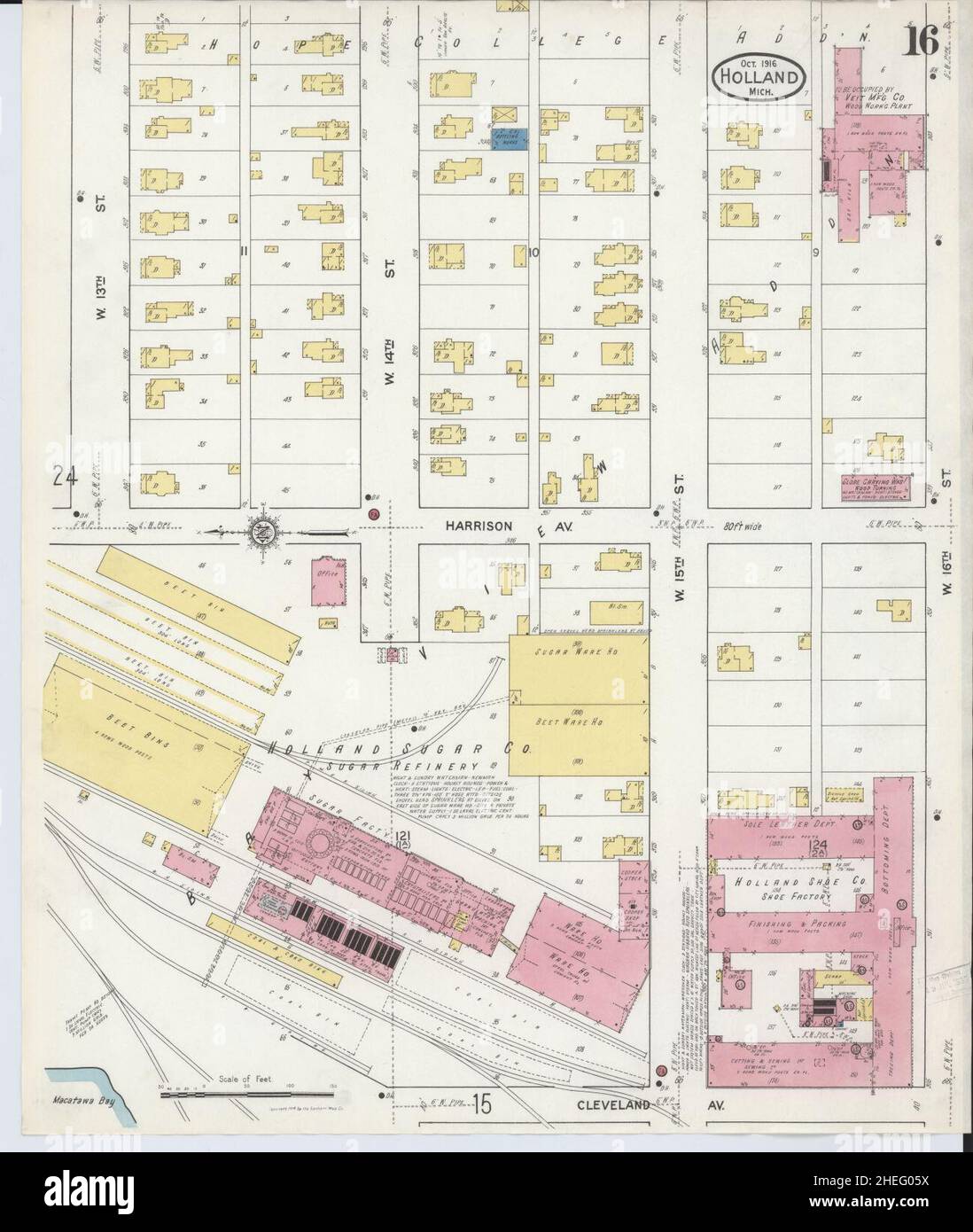 Sanborn Fire Insurance Map from Holland, Ottawa County, Michigan. Stock Photo