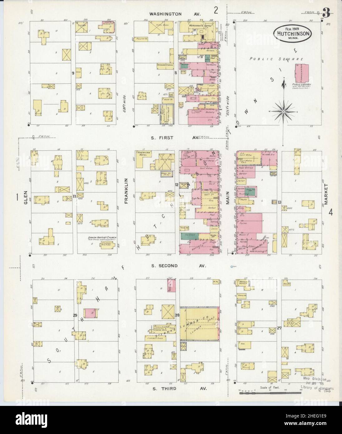 Sanborn Fire Insurance Map from Hutchinson, Mcleod County, Minnesota. Stock Photo