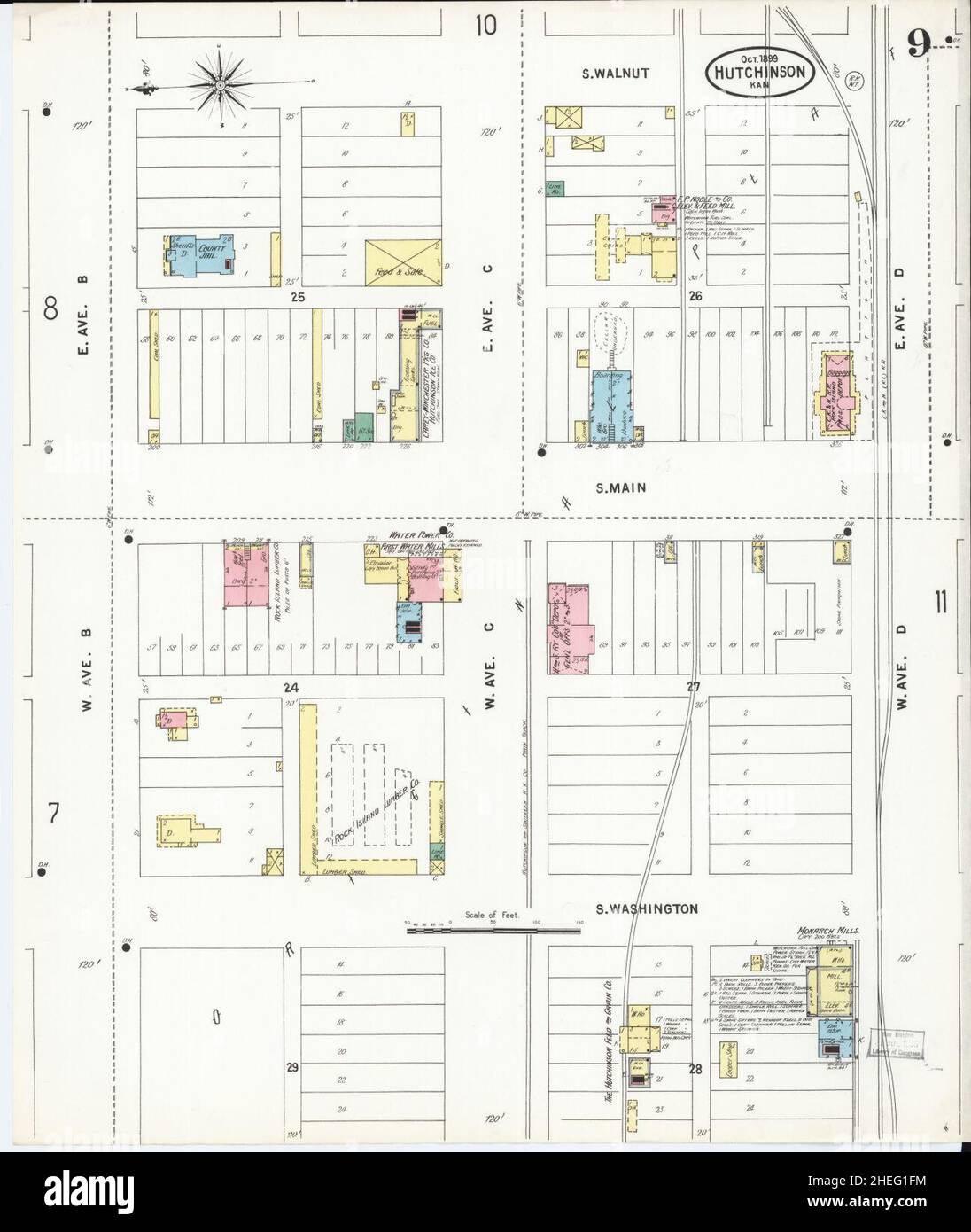 Sanborn Fire Insurance Map from Hutchinson, Reno County, Kansas. Stock Photo