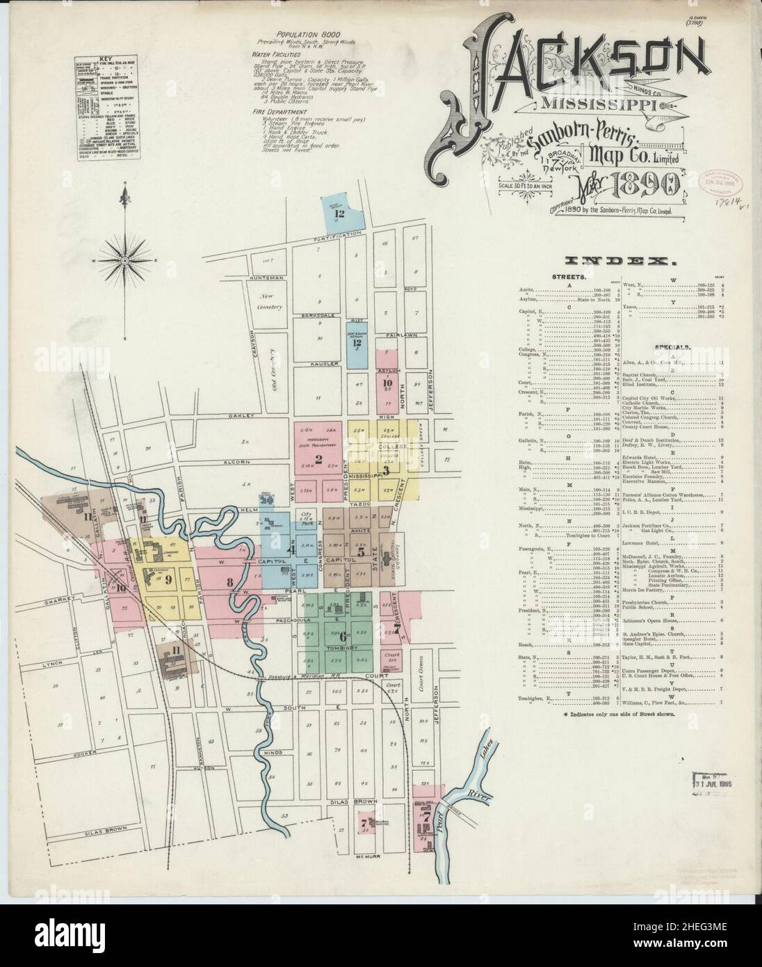 Sanborn Fire Insurance Map from Jackson, Hinds County, Mississippi