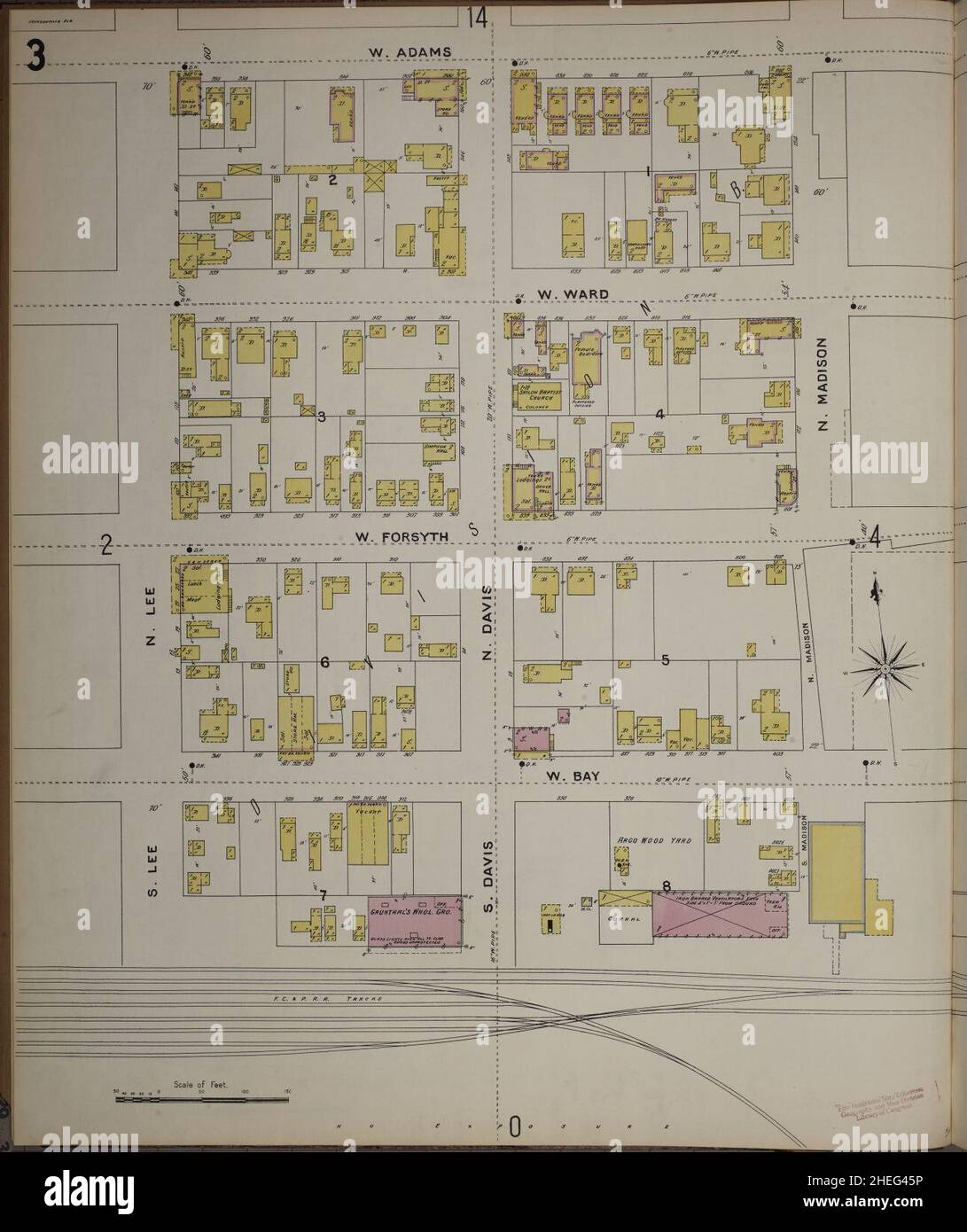 Sanborn Fire Insurance Map from Jacksonville, Duval County, Florida. Stock Photo