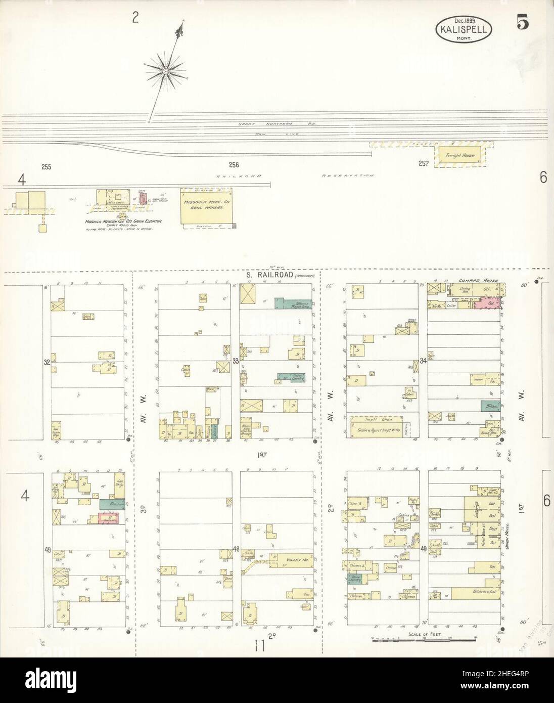 Sanborn Fire Insurance Map from Kalispell, Flathead County, Montana. Stock Photo