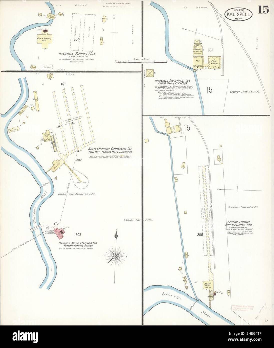 Sanborn Fire Insurance Map from Kalispell, Flathead County, Montana. Stock Photo