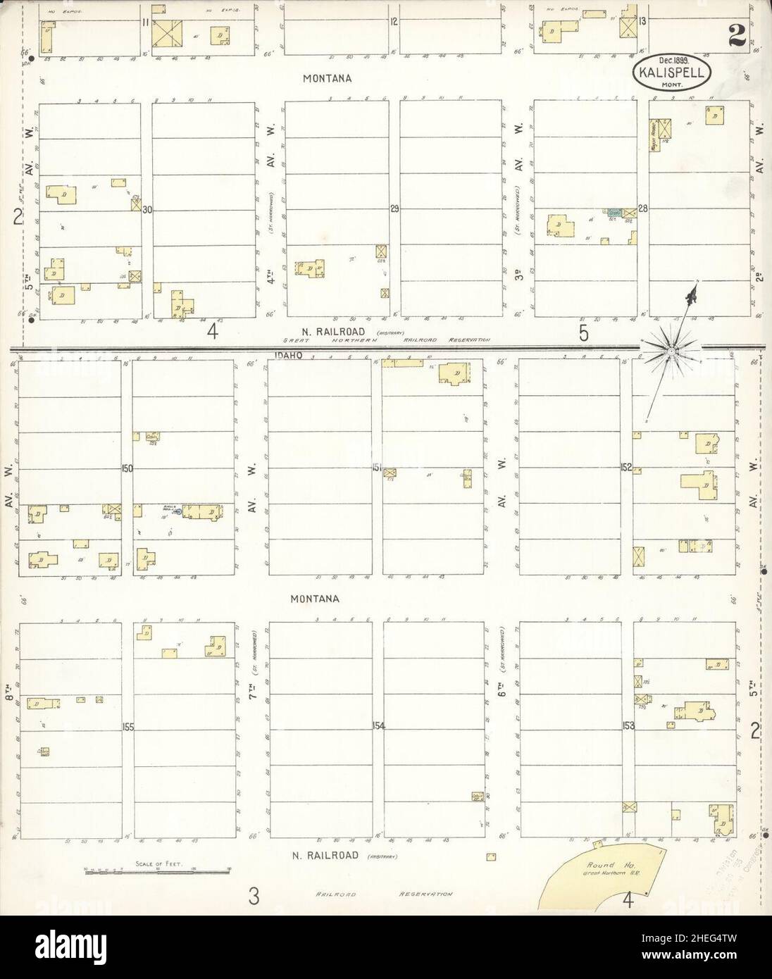 Sanborn Fire Insurance Map from Kalispell, Flathead County, Montana. Stock Photo