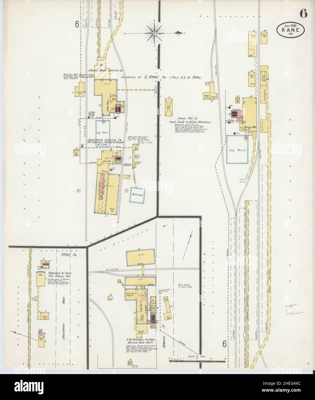 Sanborn Fire Insurance Map from Kane, McKean County, Pennsylvania. Stock Photo