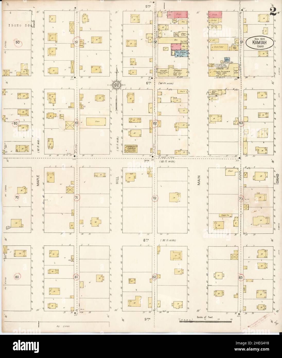 Sanborn Fire Insurance Map from Kamiah, Lewis County, Idaho Stock Photo