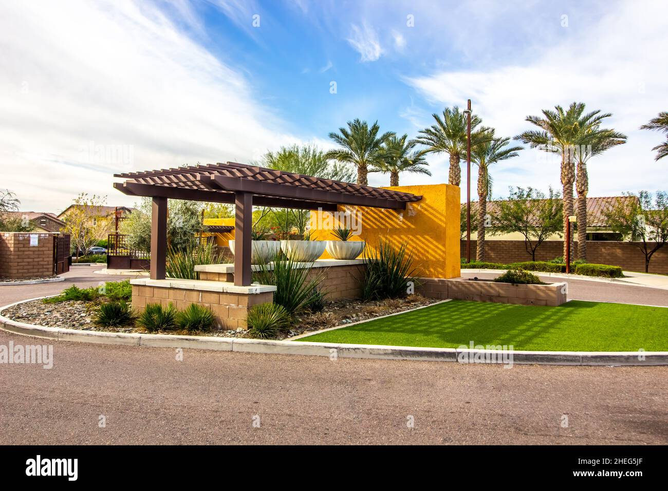 Outside Center Island And Entrance Gate At Secure Home Subdivision