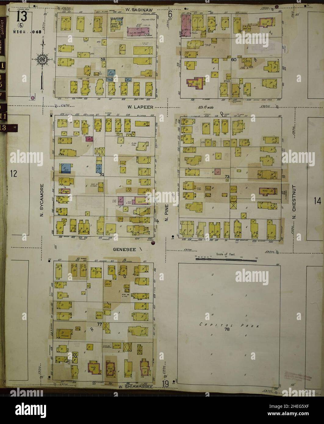 Sanborn Fire Insurance Map from Lansing, Ingham County, Michigan Stock ...